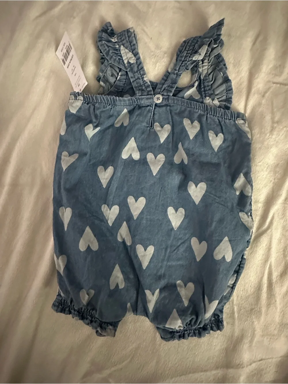 Carter's Blue Heart Print Romper with Ruffle Straps
